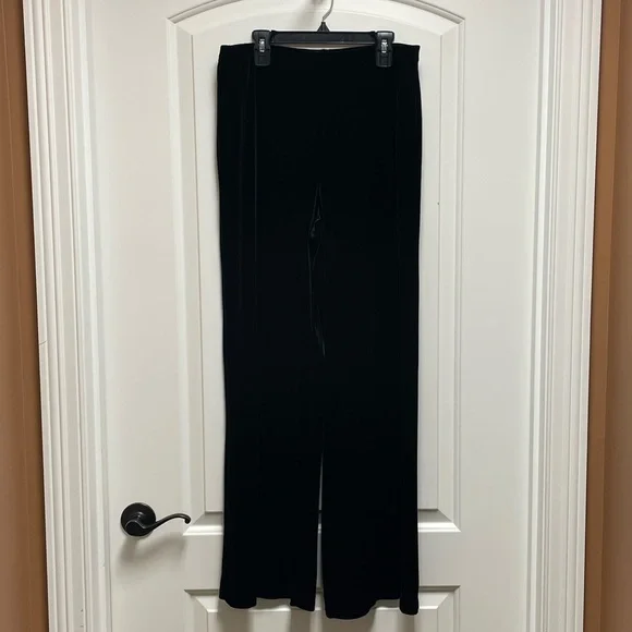 Wide Leg Black Velour Notations Sz Medium Pants Party Holiday Comfort & Sass! - Picture 2 of 7